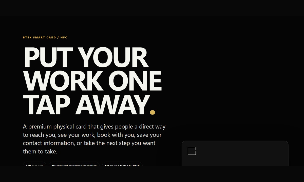 BTEK physical and digital smart-card system created by Launch + Hour Studios